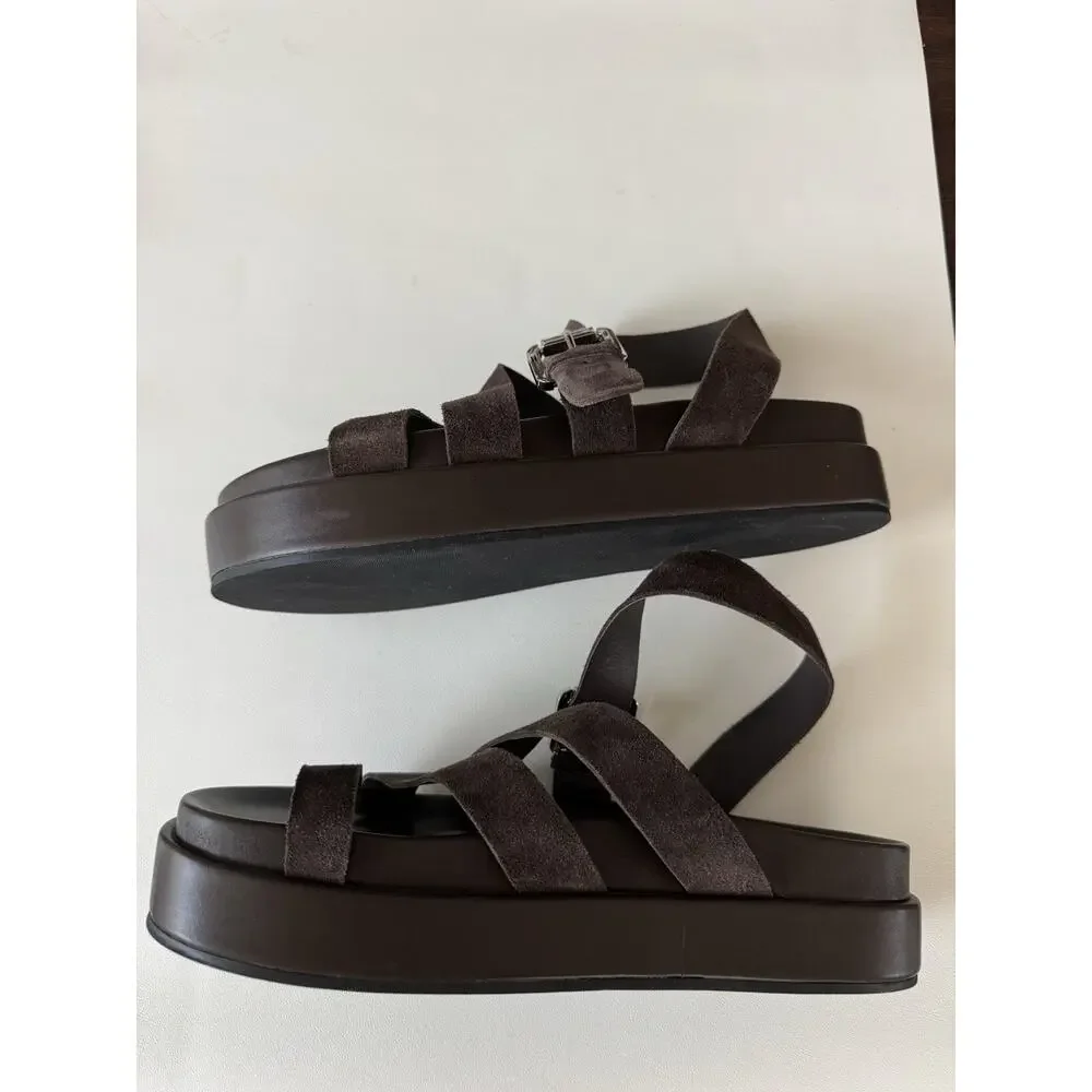 Jeffrey Campbell Suede Sandals Women’s 9.5 Cocoa Brown Platform Anthropologie